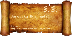 Beretzky Böngér névjegykártya